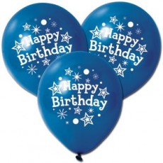 Blue Happy Birthday Balloons X5